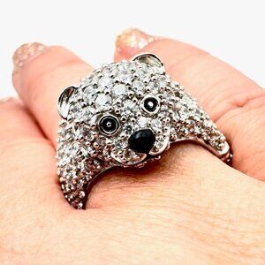 Victoria Wieck Womens Ring Sterling Silver White Zircon Size 10 Polar Bear